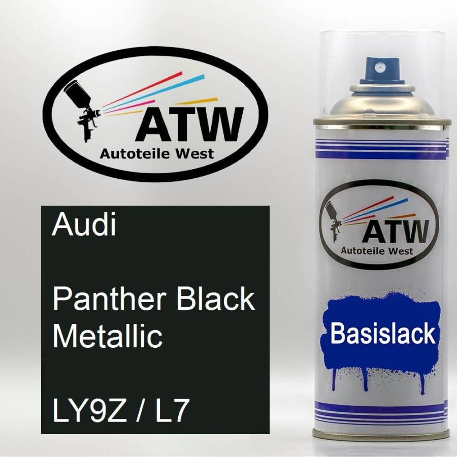 Audi, Panther Black Metallic, LY9Z / L7: 400ml Sprühdose, von ATW Autoteile West.